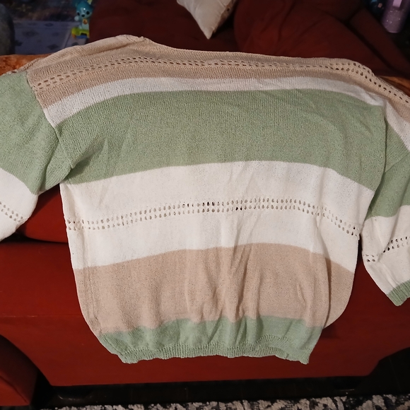 Not Rated Green and Tan V-Neck Sweater - Picture 4 of 4